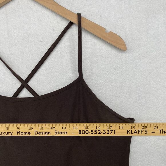 EILEEN FISHER Tank Top L Washable Stretch Crepe Cami Cross Back Shell Brown USA - Picture 8 of 11